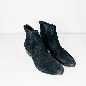 Rebels Ryan Suede Ankle Bootie black leather heeled western womens size us 8.5